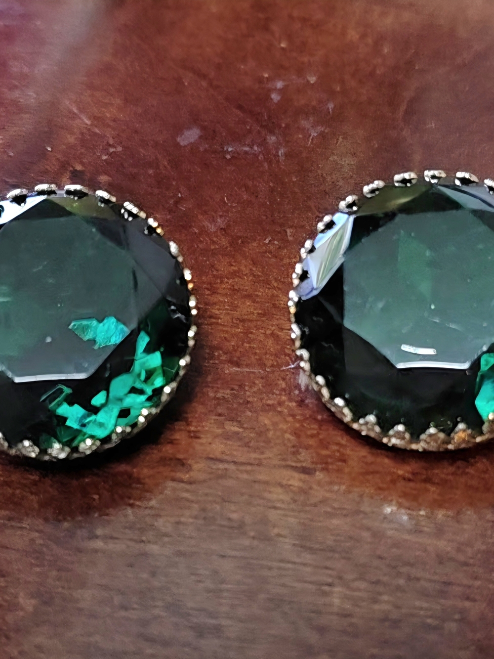 60s Faceted Green Earrings